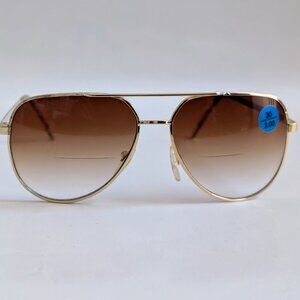 (NWT) Vintage 90's Aviator Metal Bi-Focal Reading Sunglasses (S. Gold)